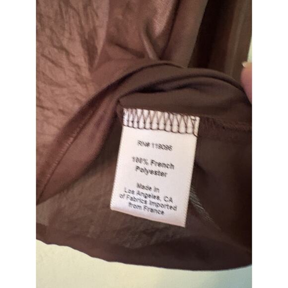 NIGHTCAP By Carisa Rene Size 1 Brown French Polyester Long Sleeve Lace Up Top - Picture 5 of 6